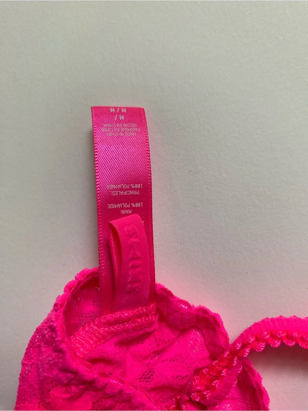 SKIMS Embroidered Tulle Tie Bralette Thong Set Punch M